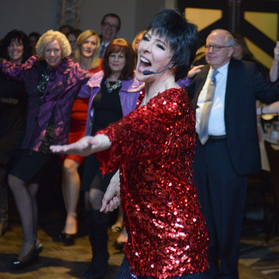 Liza Minnelli Impersonator Tracey Bell performing at a corporate event