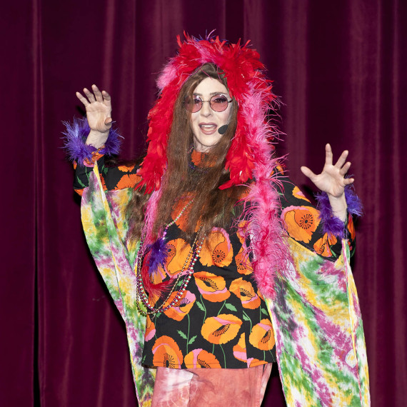 Janis Joplin Impersonator Tracey Bell performing at a corporate event